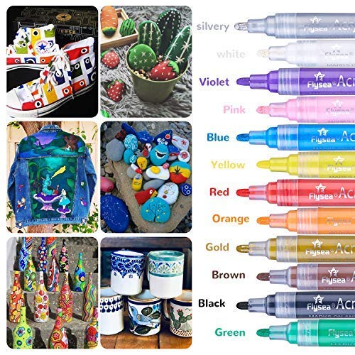 Acrylic Paint Marker Pens, Waterproof Paint Pens for Rocks Paintin...