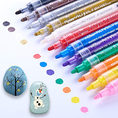 Acrylic Paint Marker Pens, Waterproof Paint Pens for Rocks Paintin...