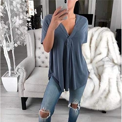 Sanyyanlsy Womens Pluz Size Loose Summer Short-Sleeved Multi-Colo...