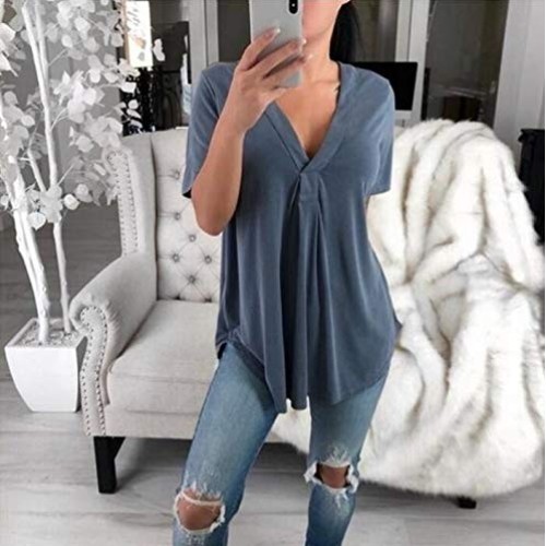 Sanyyanlsy Womens Pluz Size Loose Summer Short-Sleeved Multi-Colo...