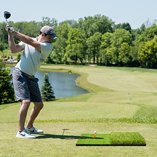 SAPLIZE 23 x 16 Foldable Golf Hitting Mat, 2-in-1 Golf Turf Gras...