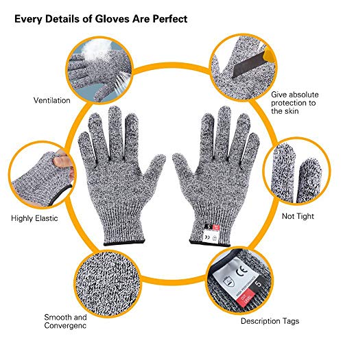 Cut Resistant Gloves,3 Pairs Safety Kitchen Cuts Gloves,Skinning G...