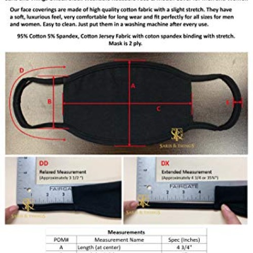 3 Pk Unisex Black Washable Reusable Face Mask & Mouth Cover for Me...