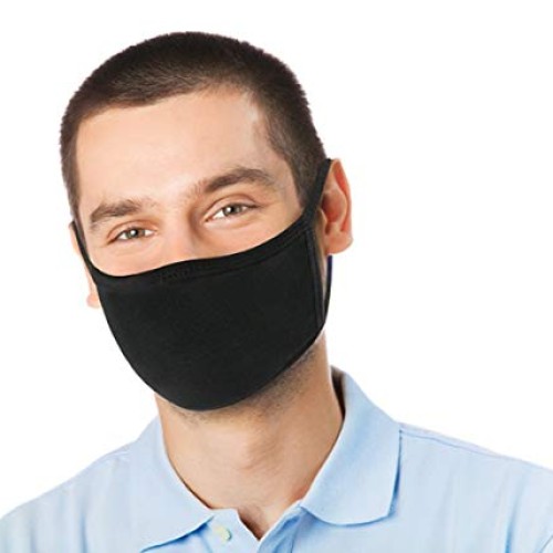 3 Pk Unisex Black Washable Reusable Face Mask & Mouth Cover for Me...