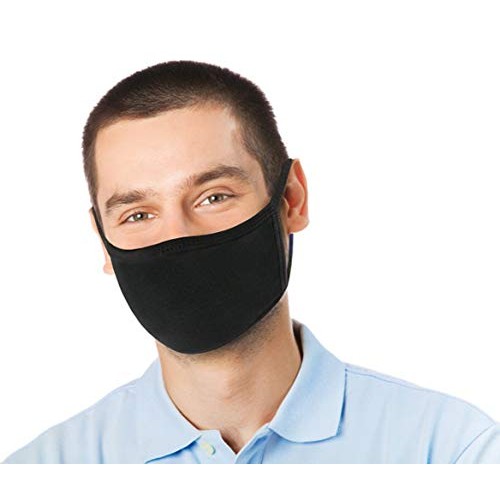 3 Pk Unisex Black Washable Reusable Face Mask & Mouth Cover for Me...