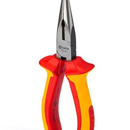 SATA 8-Inch VDE Insulated Long Needle-Nose Side Cutting Pliers wit...
