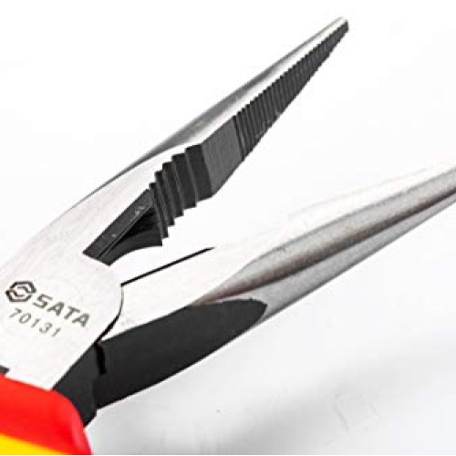 SATA 8-Inch VDE Insulated Long Needle-Nose Side Cutting Pliers wit...