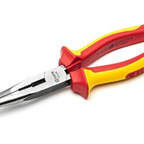 SATA 8-Inch VDE Insulated Long Needle-Nose Side Cutting Pliers wit...