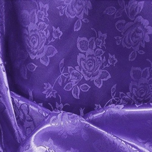 Purple Floral Satin Jacquard Brocade Fabric 60 Wide Per Yard