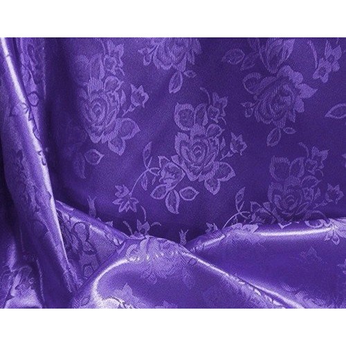 Purple Floral Satin Jacquard Brocade Fabric 60 Wide Per Yard