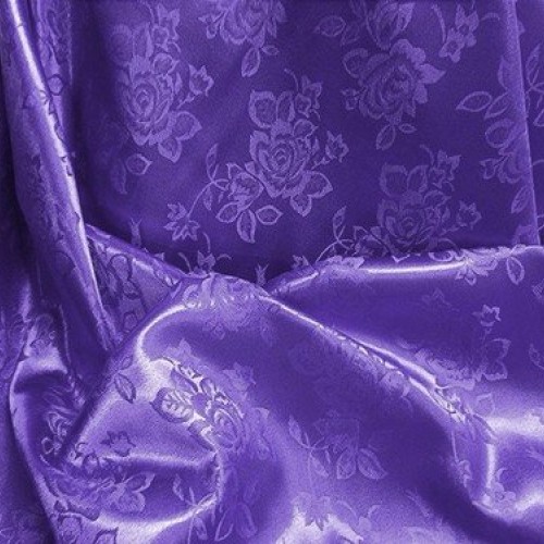Purple Floral Satin Jacquard Brocade Fabric 60 Wide Per Yard