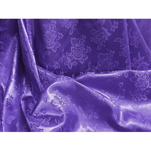 Purple Floral Satin Jacquard Brocade Fabric 60 Wide Per Yard