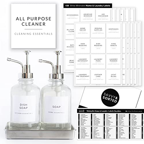 SAVVY & SORTED Minimalist Home Laundry Labels for Organizing - 136...