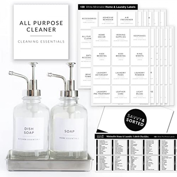 SAVVY & SORTED Minimalist Home Laundry Labels for Organizing - 136...
