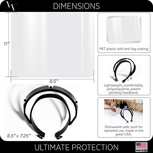 Made in USA | 4 Pack Clear Plastic Face Shield Mask for Safety A...