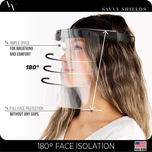 Made in USA | 4 Pack Clear Plastic Face Shield Mask for Safety A...