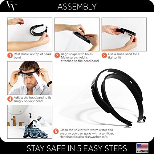 Made in USA | 4 Pack Clear Plastic Face Shield Mask for Safety A...