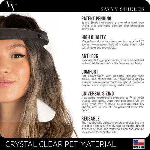 Made in USA | 4 Pack Clear Plastic Face Shield Mask for Safety A...