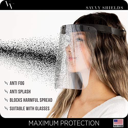 Made in USA | 4 Pack Clear Plastic Face Shield Mask for Safety A...