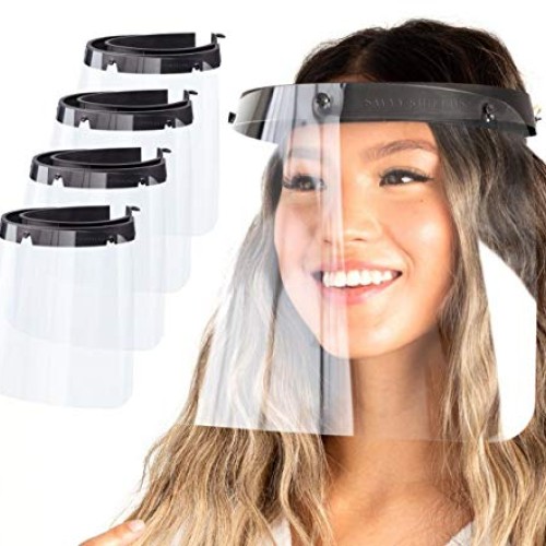 Made in USA | 4 Pack Clear Plastic Face Shield Mask for Safety A...