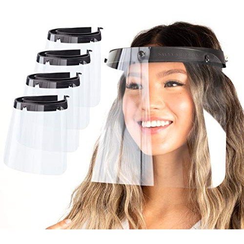 Made in USA | 4 Pack Clear Plastic Face Shield Mask for Safety A...