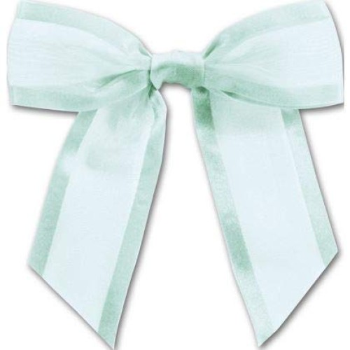 Light Blue Pre-Tied Organza Bows with Twist Ties. Pack of 12 Satin...
