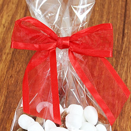 Red Pre-Tied Organza Bows with Twist Ties. Pack of 12 Satin-Edged ...