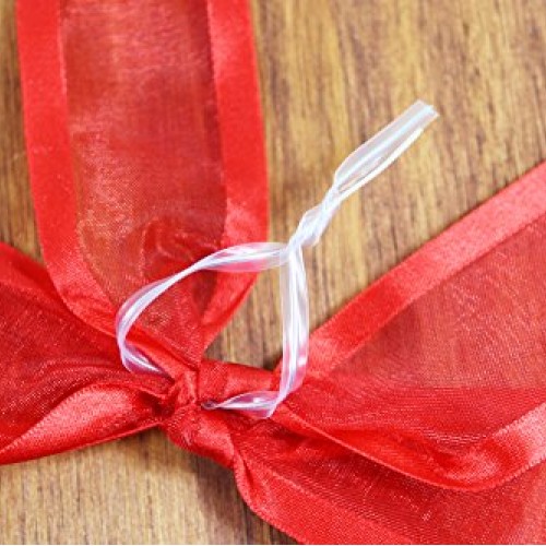 Red Pre-Tied Organza Bows with Twist Ties. Pack of 12 Satin-Edged ...