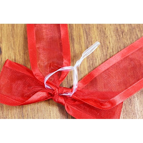 Red Pre-Tied Organza Bows with Twist Ties. Pack of 12 Satin-Edged ...