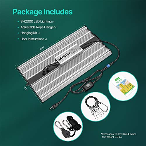 Led Grow Light with Supplement Bar, SAYHON 4x4ft Coverage Full Spe...