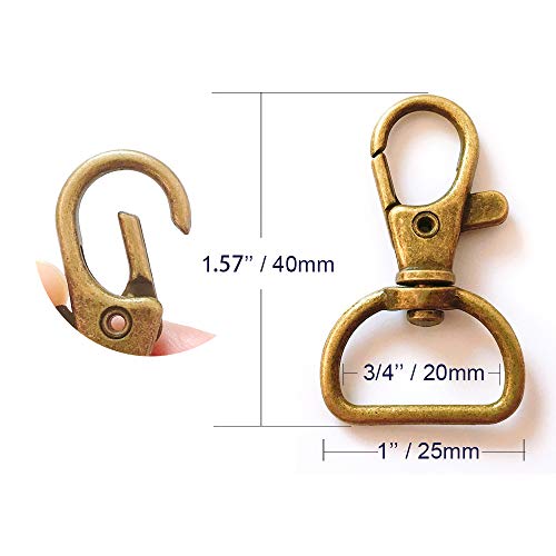 20Pcs 360° Metal Swivel Trigger Snap Hooks Lobster Claw Clasps, Wi...