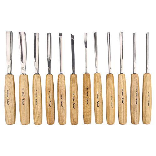 SCHAAF Full Size Wood Carving Tools Set of 12 with Canvas Case - G...