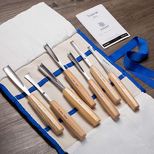 SCHAAF Full Size Wood Carving Tools, Set of 7 | for Beginners, Hob...