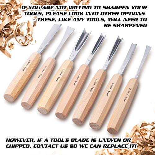 SCHAAF Full Size Wood Carving Tools, Set of 7 | for Beginners, Hob...