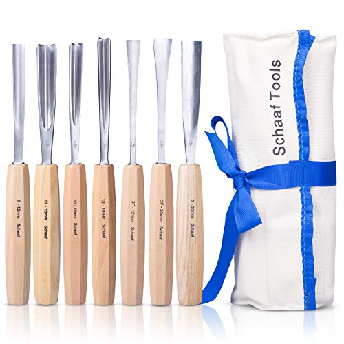 SCHAAF Full Size Wood Carving Tools, Set of 7 | for Beginners, Hob...