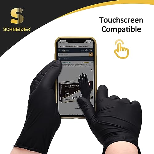 Schneider Nitrile Exam Gloves, Black, Small, Box of 100, Disposabl...