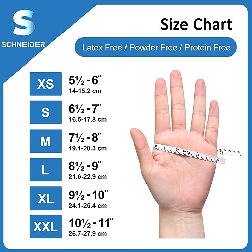 Schneider Nitrile Exam Gloves, Blue, Large, Box of 100, Disposable...