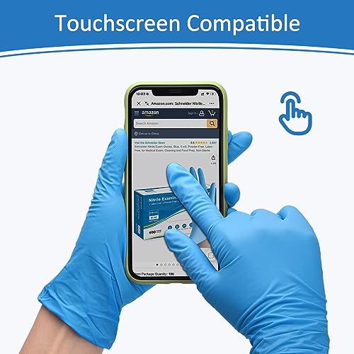 Schneider Nitrile Exam Gloves, Blue, Large, Box of 50, Disposable ...