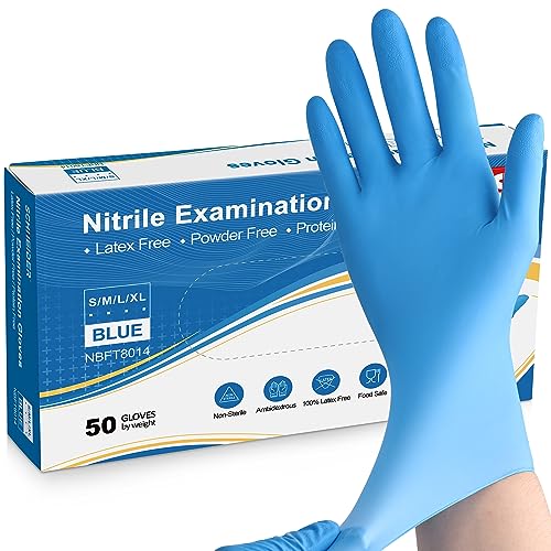Schneider Nitrile Exam Gloves, Blue, Large, Box of 50, Disposable ...