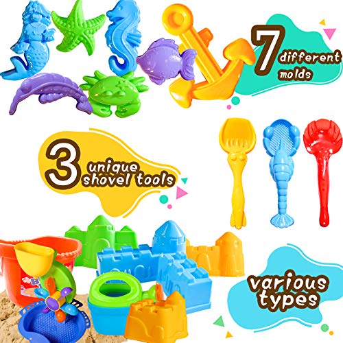 Scientoy Beach Toys, 19 Pcs Sand Toys Set, Summer Outdoor Sandbox ...