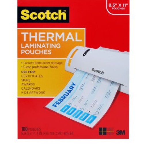 Scotch Thermal Laminating Pouches, 100-Pack, 8.9 x 11.4 inches, Le...