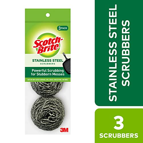 Scotch-Brite Stainless Steel Scrubber, Dish Scrubbers for Cleaning...