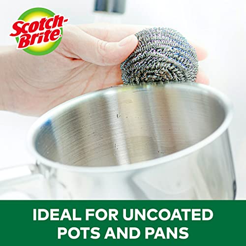 Scotch-Brite Stainless Steel Scrubber, Dish Scrubbers for Cleaning...