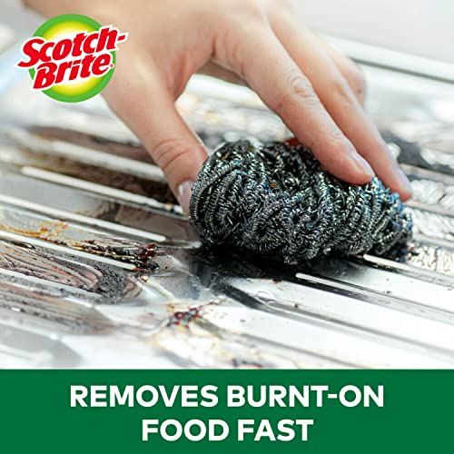 Scotch-Brite Stainless Steel Scrubber, Dish Scrubbers for Cleaning...