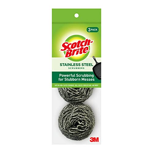 Scotch-Brite Stainless Steel Scrubber, Dish Scrubbers for Cleaning...
