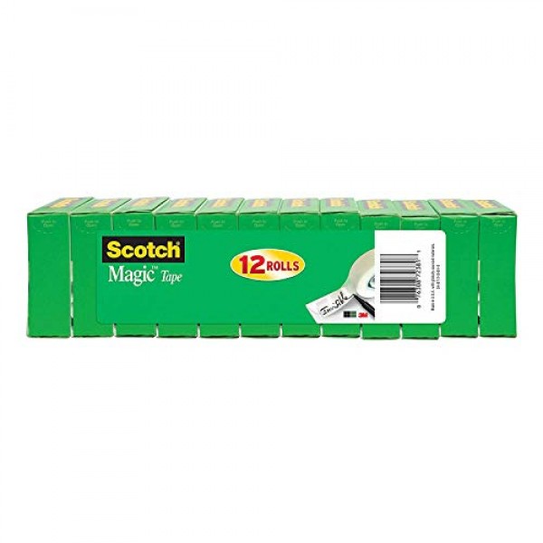 Scotch Magic Tape, 12 Rolls, Numerous Applications, Invisible, Eng...