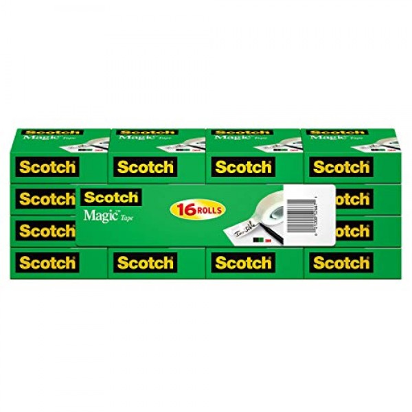 Scotch Magic Tape, 16 Rolls, Numerous Applications, Invisible, Eng...