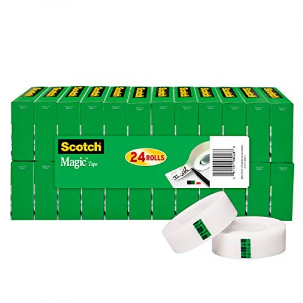 Scotch Magic Tape, 24 Rolls, Numerous Applications, Invisible, Eng...