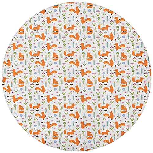 ScottDecor Fox Round Table Cover Hand Drawn Cartoon Foxes Dancing ...
