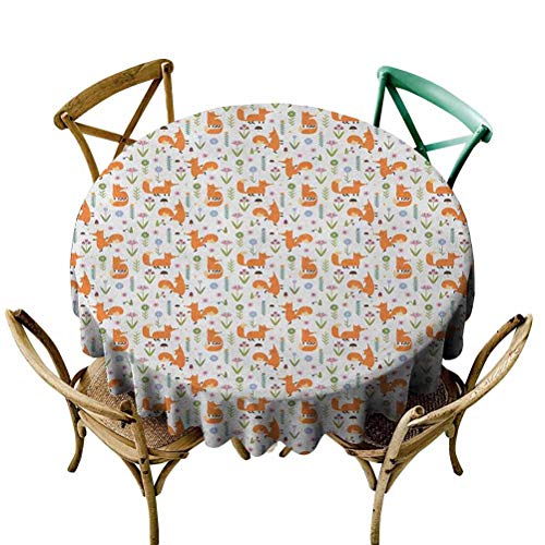 ScottDecor Fox Round Table Cover Hand Drawn Cartoon Foxes Dancing ...